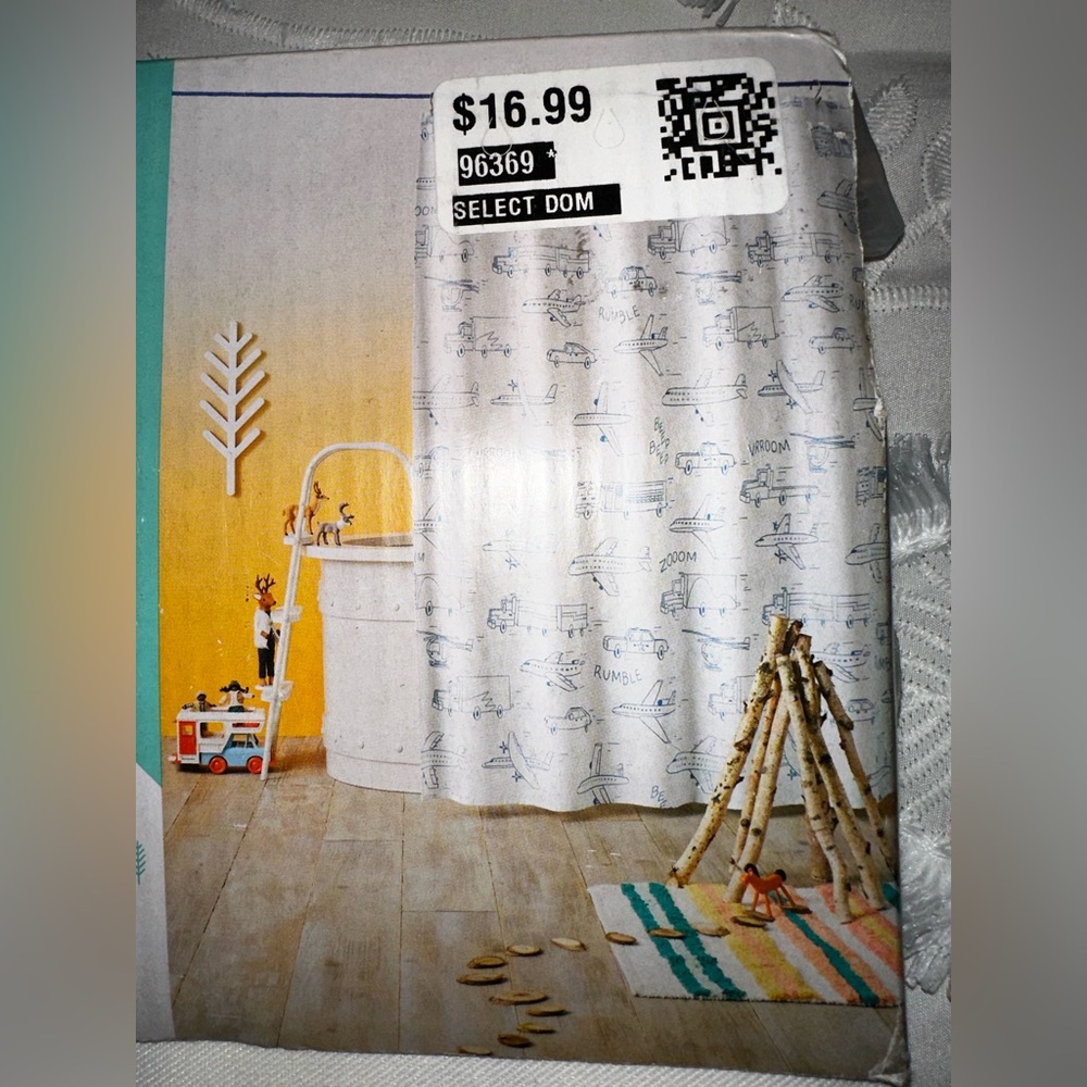 Airplanes and trucks kids shower curtain